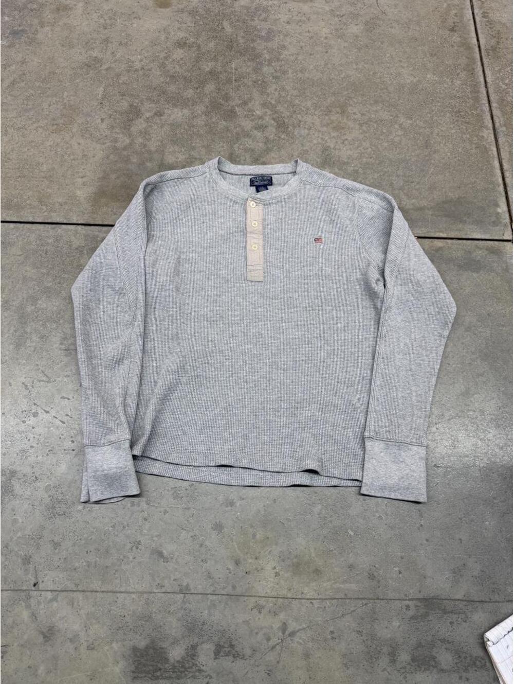 vintage polo jeans company henley grey thermal long sleeve shirt size large